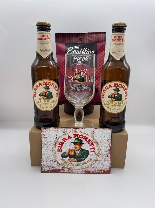 Birra Moretti with branded glass gift set